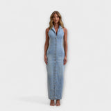 Lacey - Mid Wash Denim Maxikleed