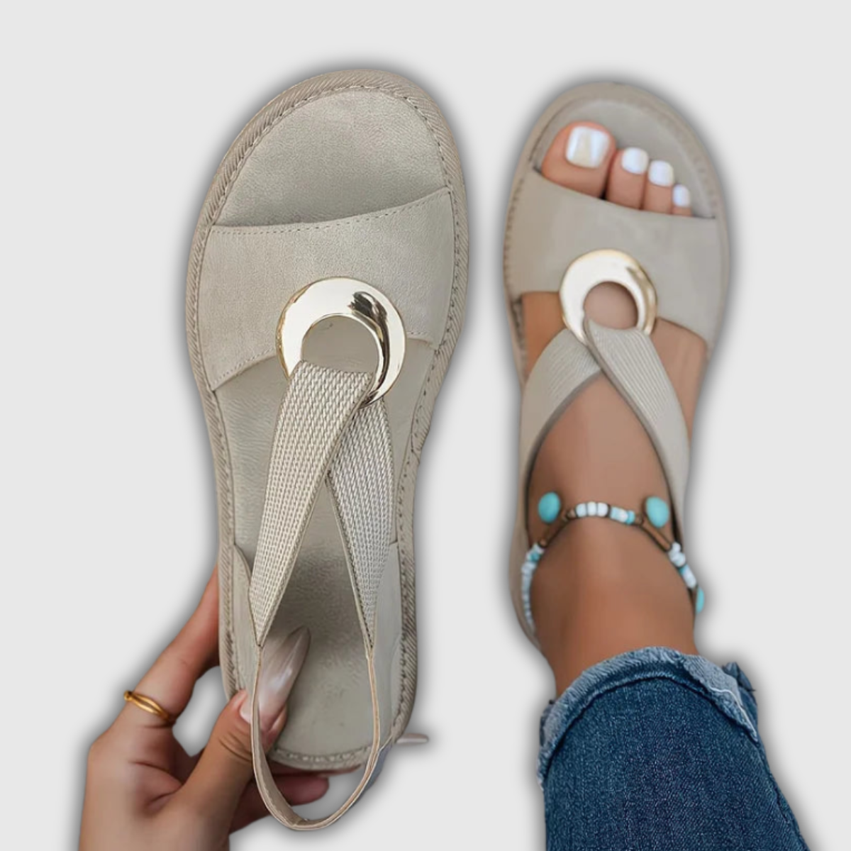 Luna | Kustsandalen met sierring