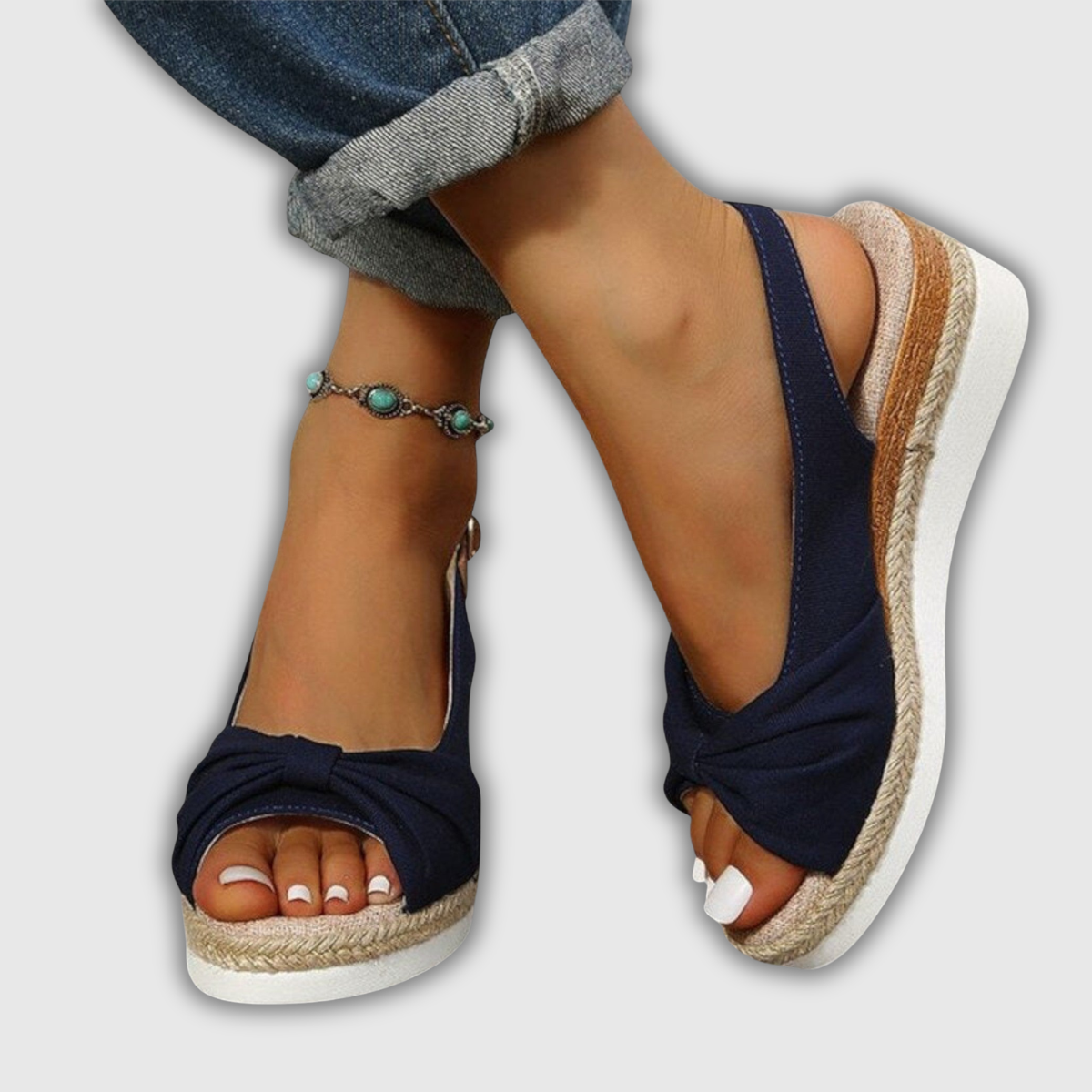 Valeria | Espadrille sleehak sandalen met enkelband