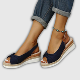 Valeria | Espadrille sleehak sandalen met enkelband