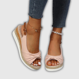 Valeria | Espadrille sleehak sandalen met enkelband