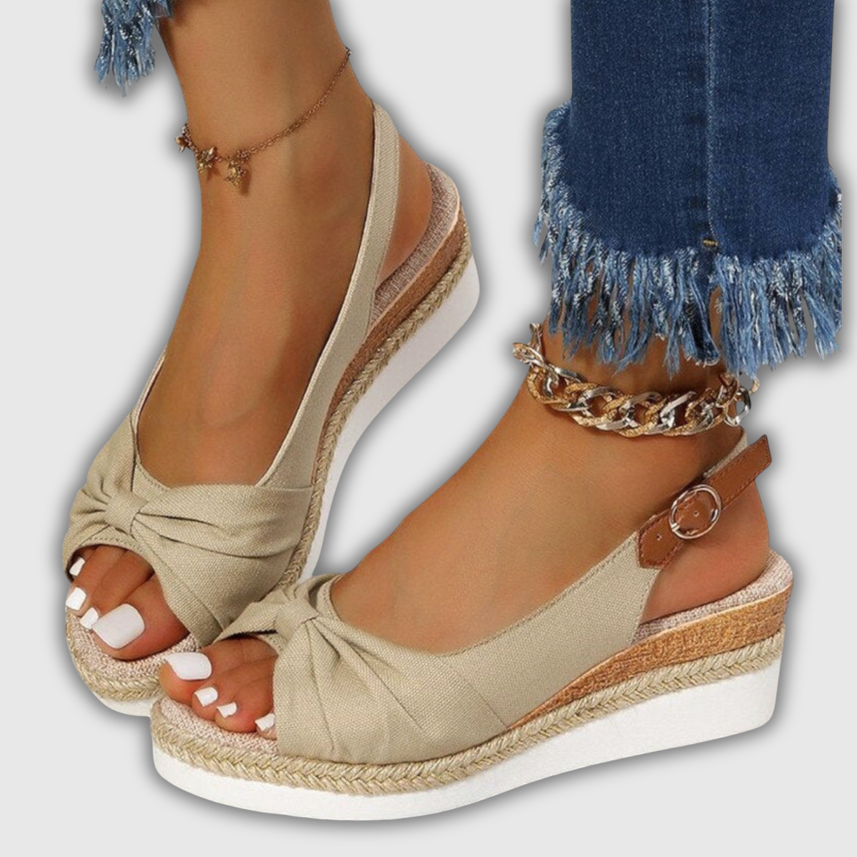 Valeria | Espadrille sleehak sandalen met enkelband