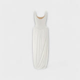 Drapeer maxi-jurk met sculpturale rok en zij-split