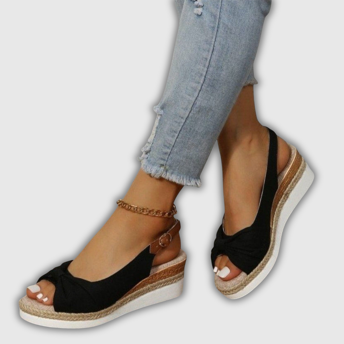 Valeria | Espadrille sleehak sandalen met enkelband