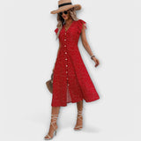 Stijlvolle Polka-Dot Midi-Jurk