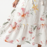 Noa | Zachte Bloemen Tiered Tassel Midi Jurk