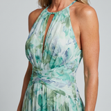 Portia | Vouwbare Halter-Soft-Bloemenpatroon-Midikleed