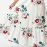 Maeva | Verspreide Bloemen Tassel Strik Midi Jurk