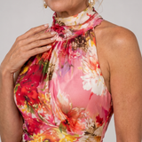 Elisabetta | Halternek Bloemenpatroon Maxi-jurk