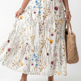 Sylvie | Botanische Print Tassel Tie Midi Jurk