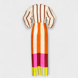 Kaya - Maxi-jurk met V-hals en pofmouwen