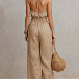 Ainara™ | Elegante Jumpsuit met Halterhals en Wijde Pijpen