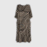 Sterre™ | Boho Jurk Zwart-Ecru met Golfpatroon