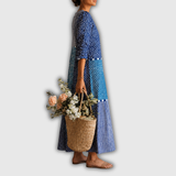 Vera™ | Boho Jurk Blauw met Retro Patchwork