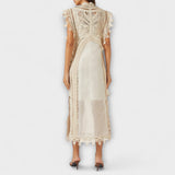 Mira - Geweven Holle Organza Maxikleed