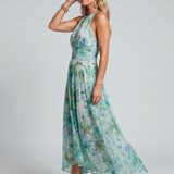 Portia | Vouwbare Halter-Soft-Bloemenpatroon-Midikleed