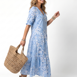 Alora | Bloemenprint Tassel Tie Midi Jurk