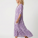 Penelope | Geprinte Tassel Tie Midi Jurk