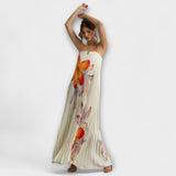 Michelle - Sweetheart Maxi Jurk in Oranje Bloem