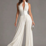 Aitana™ | Elegante Halter Jumpsuit met Wijde Pijpen