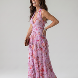 Nori | Halterneck Rüschentop Floral Maxikleed