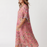 Tilda | Abstracte Print Ontspannen Pocket Midi Jurk