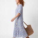 Ottoline | Tassel Tie Neck Geprinte Midi Jurk