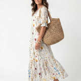 Sylvie | Botanische Print Tassel Tie Midi Jurk