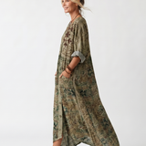 Aleta | Knop Voorkant Oversized Pocket Midi Jurk