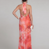 Coraline | Haltermaxi-jurk met printpatroon