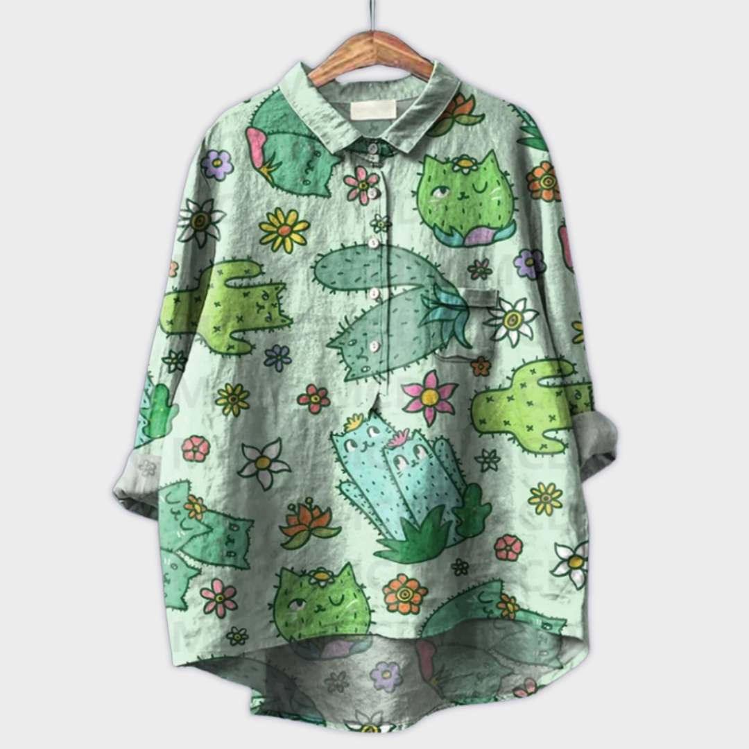 Magdalena - Handgemaakte Damesblouse met Bloemendessin
