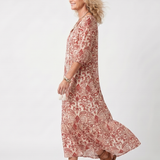 Noelle | Ornate Print Tassel Tie Midi Dress