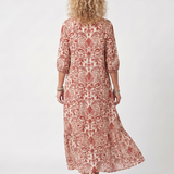 Noelle | Ornate Print Tassel Tie Midi Dress