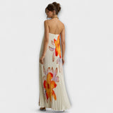 Michelle - Sweetheart Maxi Jurk in Oranje Bloem