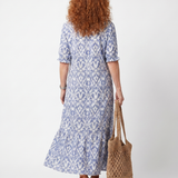 Ottoline | Tassel Tie Neck Geprinte Midi Jurk