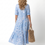 Alora | Bloemenprint Tassel Tie Midi Jurk