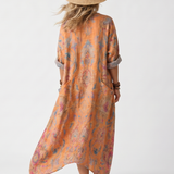 Remi | Notch Hals Gedrukt Oversized Pocket Midi Jurk