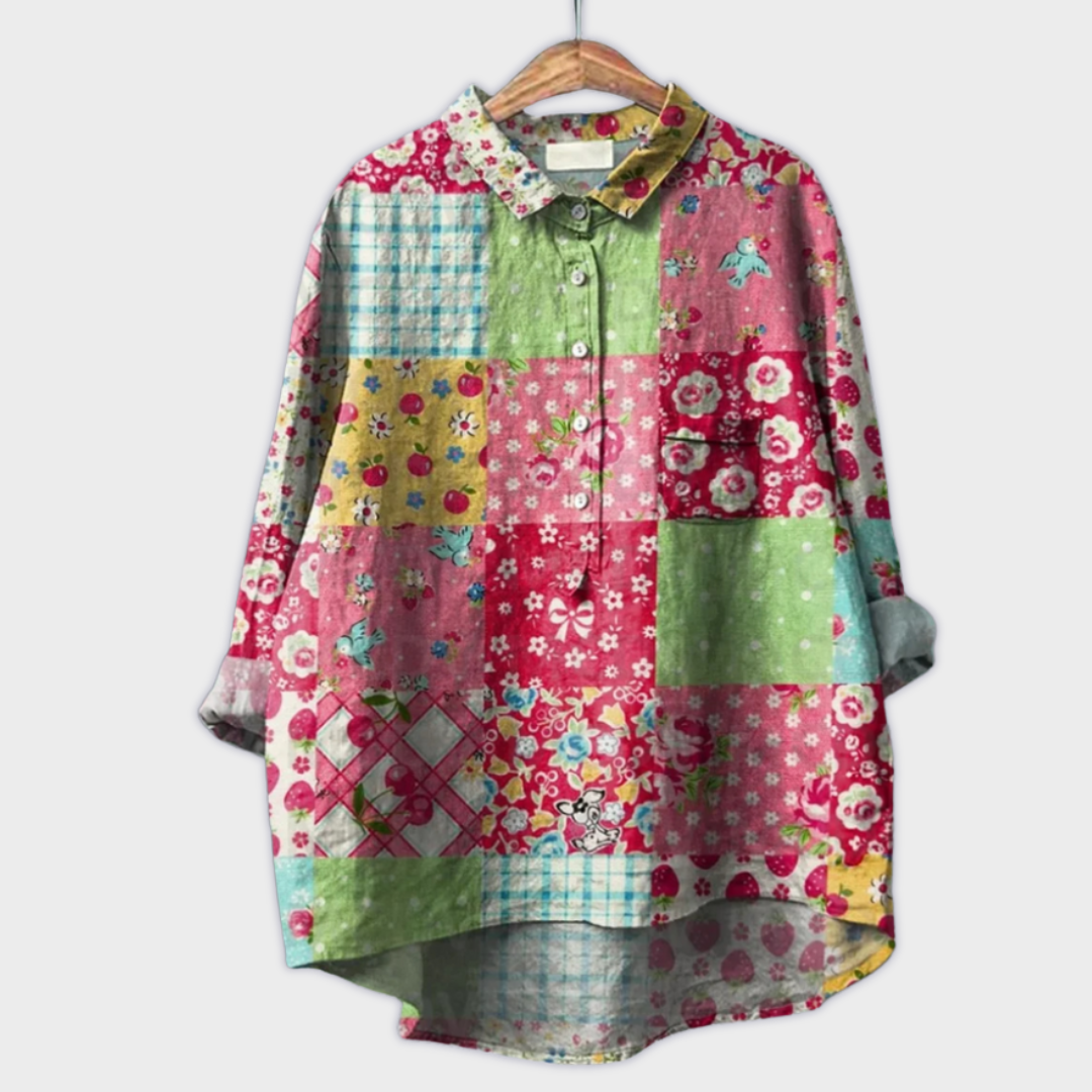 Magdalena - Handgemaakte Damesblouse met Bloemendessin