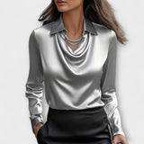 Meli - Glanzende Blouse met Geraffineerde Kraag