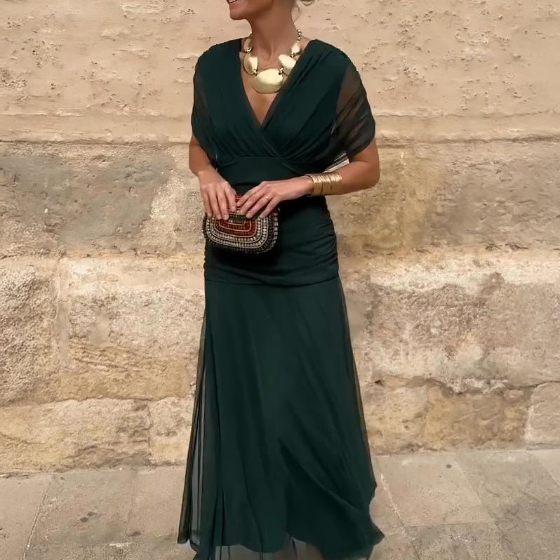 Luisa | Elegante lange feestjurk met V-hals
