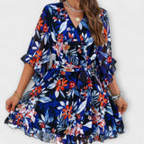 Lina - Dames Midi Jurk met Bloemenpatroon