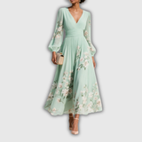 Odelia – Bloemen Midi Jurk met Vloeiende Silhouet