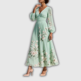 Odelia – Bloemen Midi Jurk met Vloeiende Silhouet