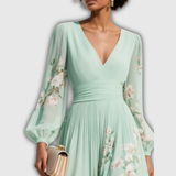 Odelia – Bloemen Midi Jurk met Vloeiende Silhouet