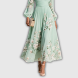 Odelia – Bloemen Midi Jurk met Vloeiende Silhouet