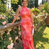 Coraline | Haltermaxi-jurk met printpatroon