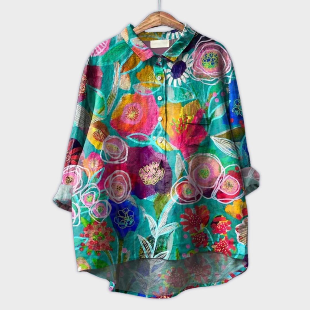 Magdalena - Handgemaakte Damesblouse met Bloemendessin