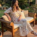Sylvie | Botanische Print Tassel Tie Midi Jurk