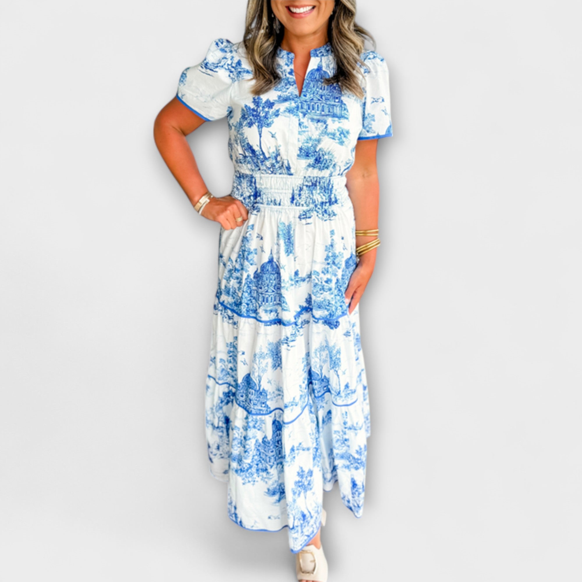 Eliza - Tijdloos Toile Maxi-Jurk