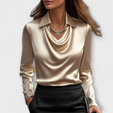 Meli - Glanzende Blouse met Geraffineerde Kraag